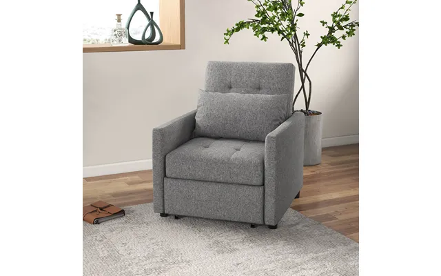 Convertible Chair Bed Pillow Footrest Grey