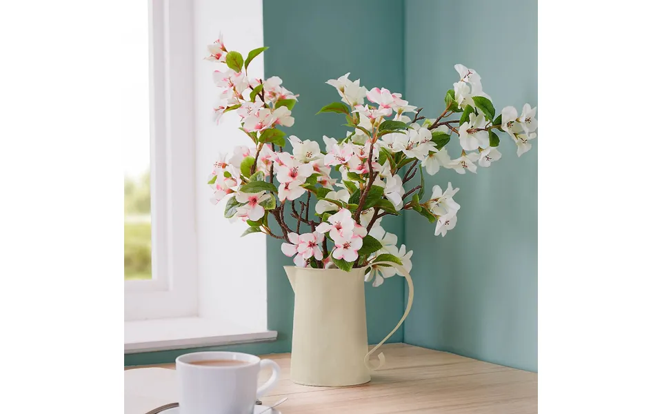 Crab Apple Blossoms In Metal Jug 9.3x11.9x15.5cm