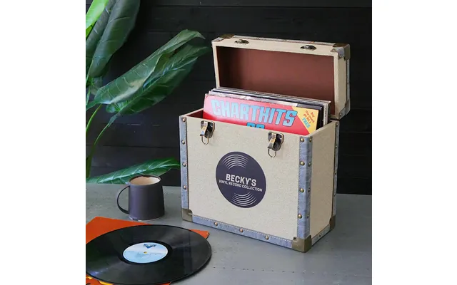 Cream Grey Personlised Record Storage Case