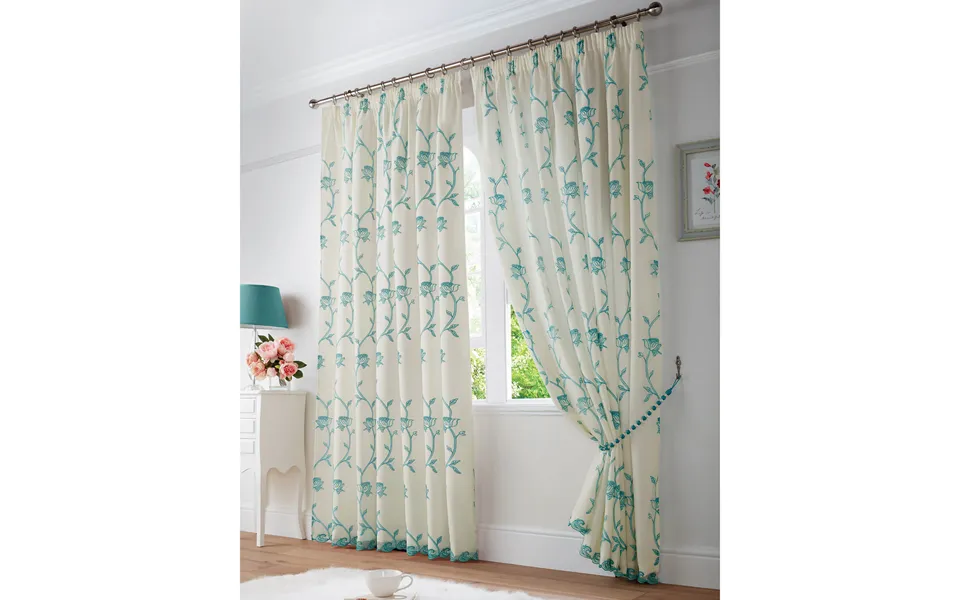 Curtains Embroidered Voile 55x72 Inch Jade