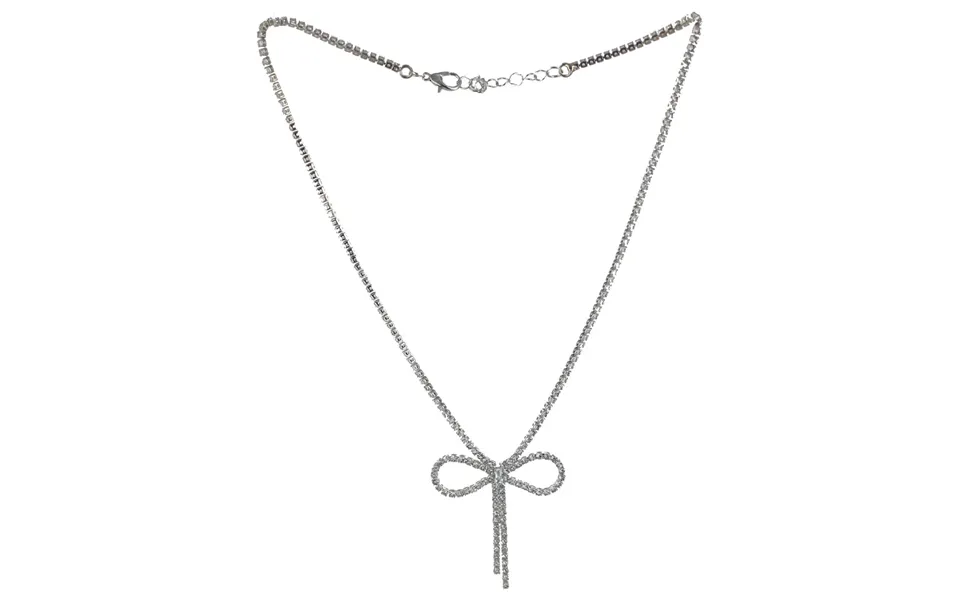 Diamante Bow Shaped Silver Tone Necklace