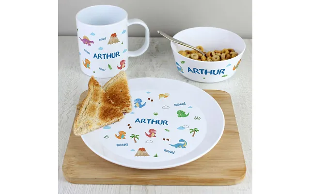 Dinosaur Plastic Breakfast Set Personalised