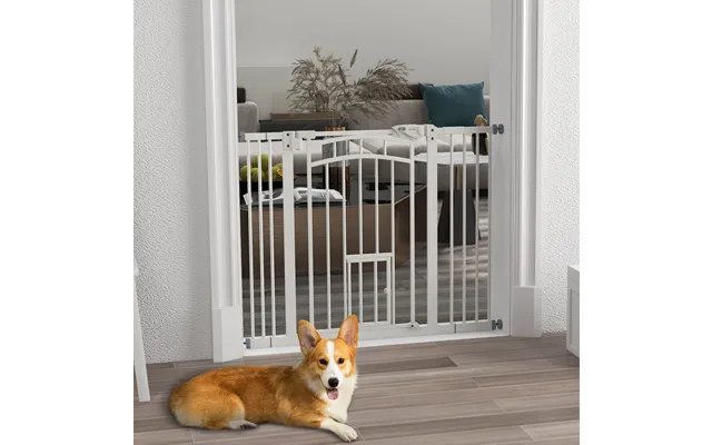 Dog Gate W Cat Door Auto-close White