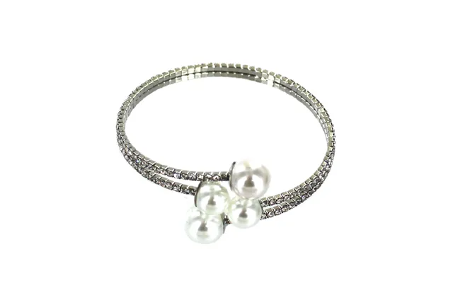 Double Faux Pearl Diamante Encrusted Coil Bracelet