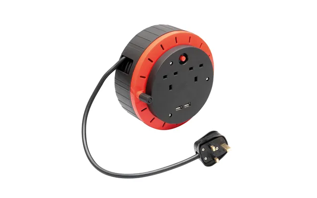 Eagle 2 Socket Cassette Cable Extension Reel With 2 Usb Chargers