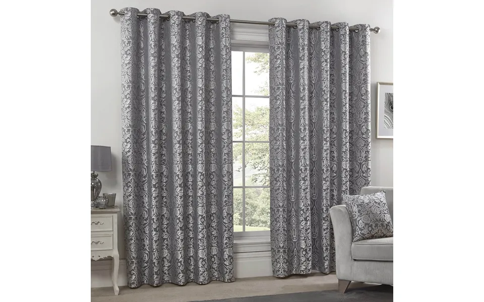 Eden Jacquard Curtains Silver W46 X H54