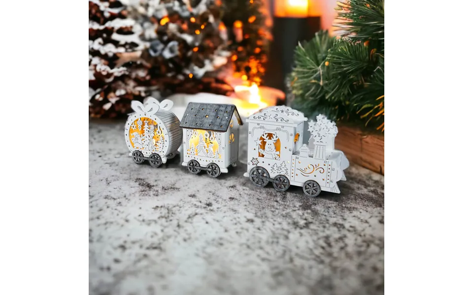 Festive Light Up Led Wood Train