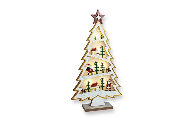 Festive Wood Led Light Up Christmas Village In A Tree product image