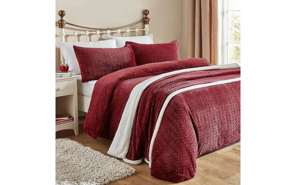 Fleece Duvet Cover Set Double Burgundy