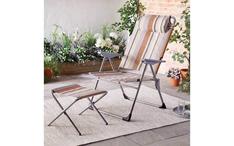 Foldable Padded Chair & Footstall Chair - W66.5 Xd63 Xh110cm