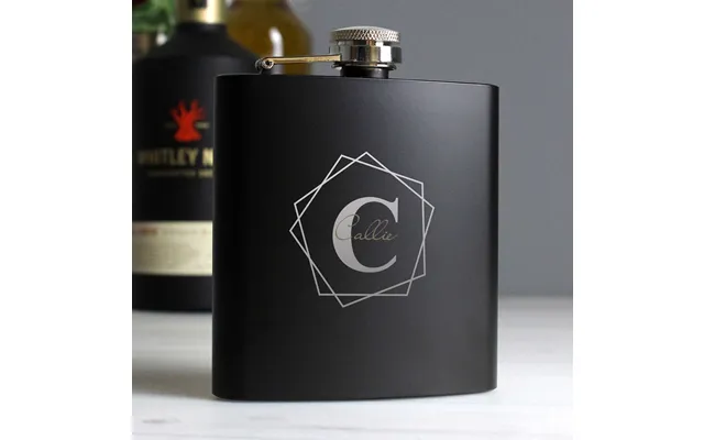 Geometric Initial Black Hip Flask Perso