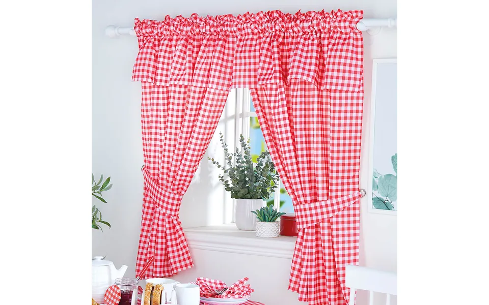 Gingham Curtain Set Red 45 X 54''