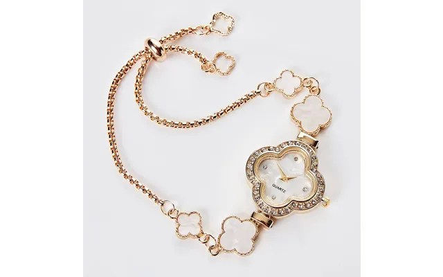 Gold Clover Rhinestone Bracelet Watch product image