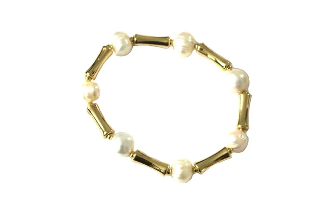 Gold Tone Elasticated Freshwater Pearl Detail Bracelet