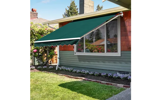 Green 3.5 X 2.5m Garden Retractable Sun Shade Awning