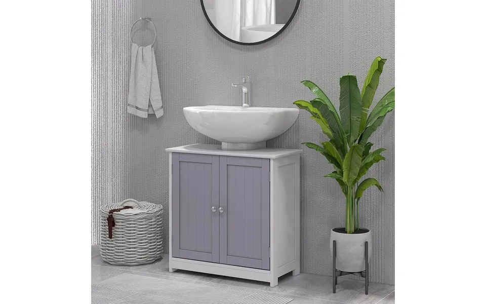 Grey White 60x60cm Under-sink Storage Cabinet W Adjustable Shelf