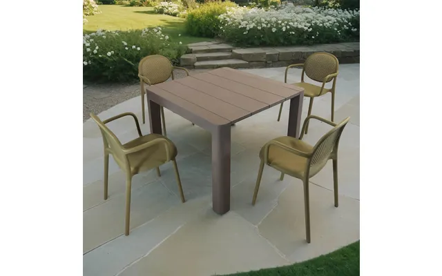 Henrik100 Dining Table Nickel Grey With 4 Stina Armchair Avocado Set