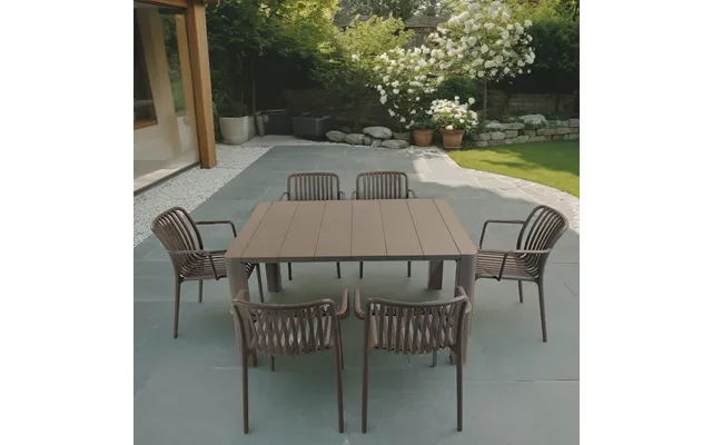 Henrik140 Dining Table Nickel Grey With 6 Alma Armchair Nickel Grey Set
