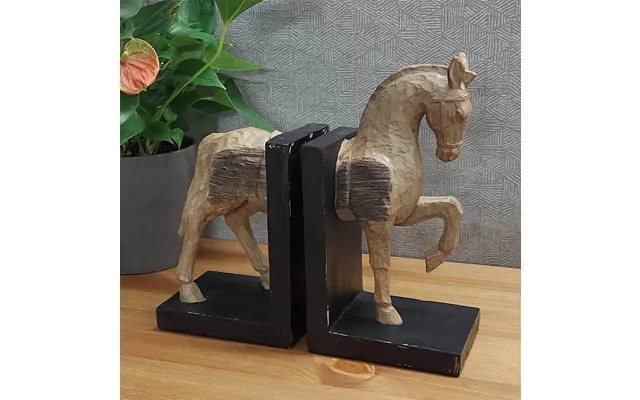 Horse Bookends 24cm Carved Wood Effect