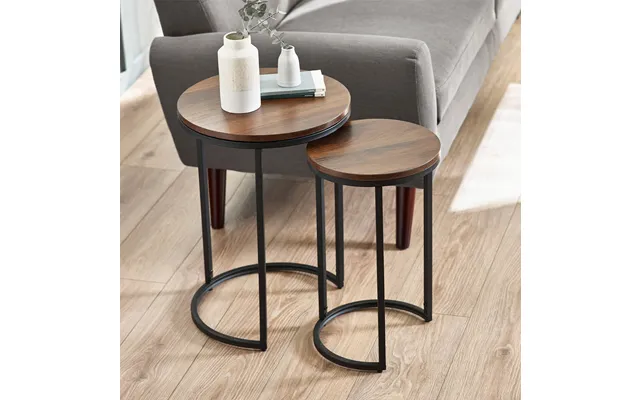 Hudson Round Nesting Side Tables Walnut