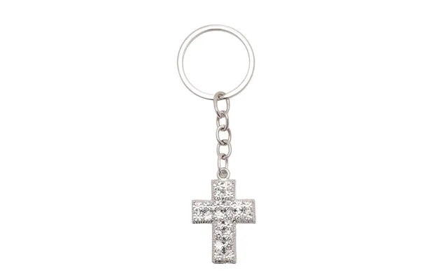 Keyring With Clear Crystals Cross product image