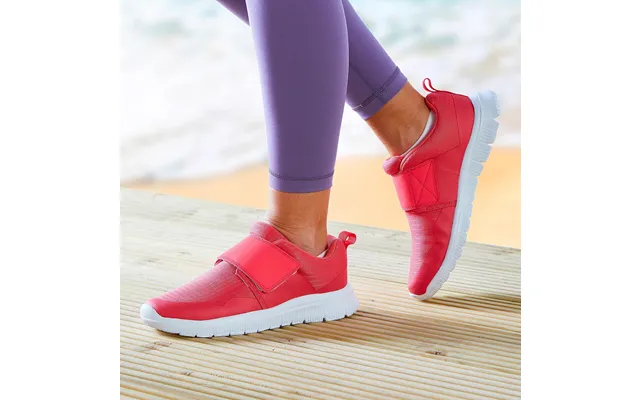 Ladies Memory Foam Slip-on Adjustable Trainers Coral Pink Uk Size 6