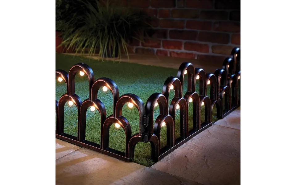 Lawn Edging With Solar Panel Set Of 4 Bronze H34 Xw49 Xd2.2cm Inc Ground Stake