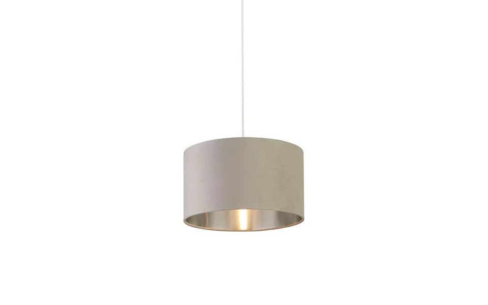 Light Grey Velvet Drum Shade 35cm