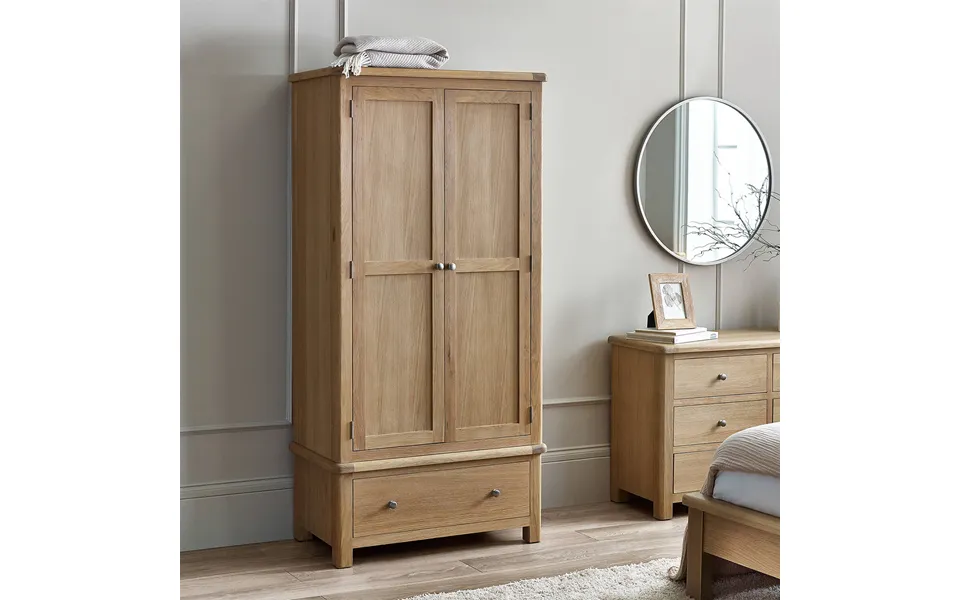 Limedium Oak 2 Door 1 Drawer Wardrobe