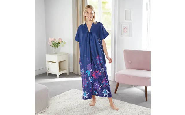 M-l Navy Zip Front Kaftan