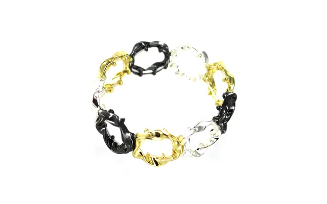 Mixed Metal Plated Multi Panel Elasticated Bracelet
