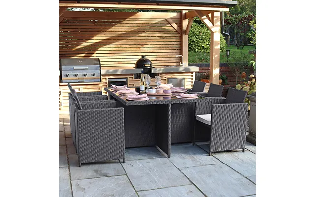 Nevada 6 Seater Cube Dining Set Grey