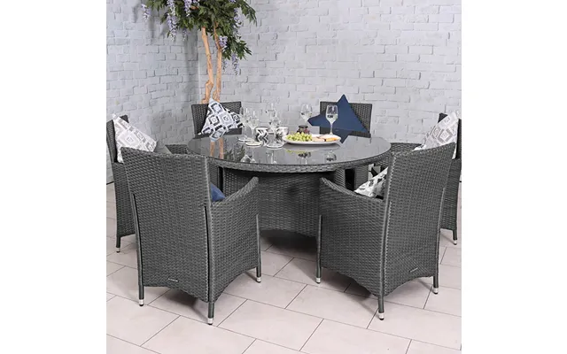Nevada 6 Seater Round Carver Dining Set Grey product image