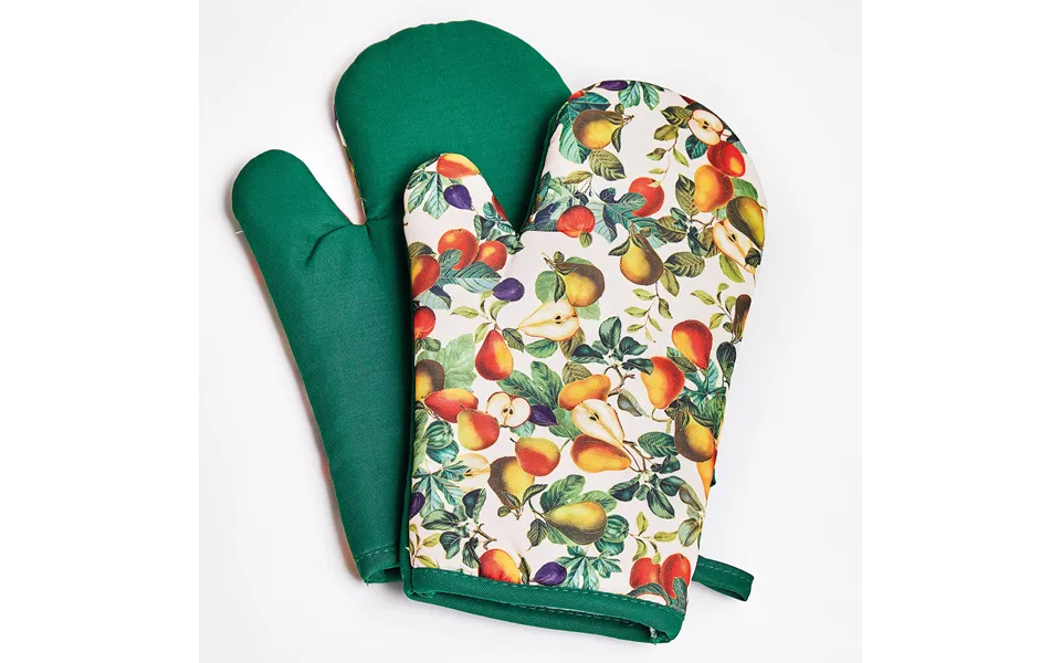 Oven Mitt Gloves Autumn Fruits Design L28 Xw18cm - Made From Easy-care Polyester