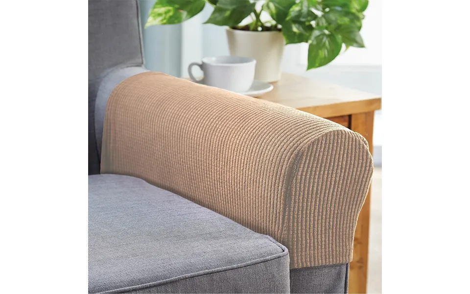 Pair Of Stretch Arm Covers Biscuit