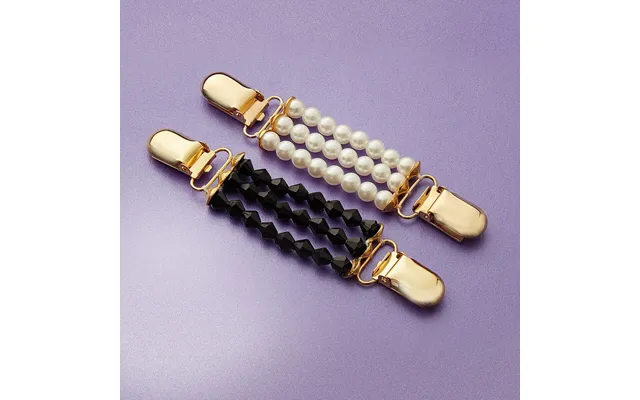 Pearl Cardigan Clips Pack Of 2 White Black Elasticated product image