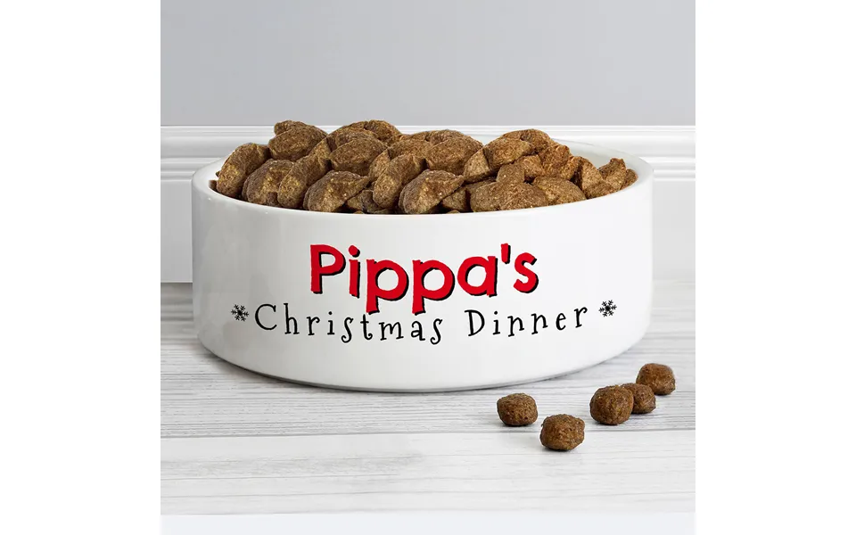 Personalised Christmas Dinner 14cm Medium Pet Bowl