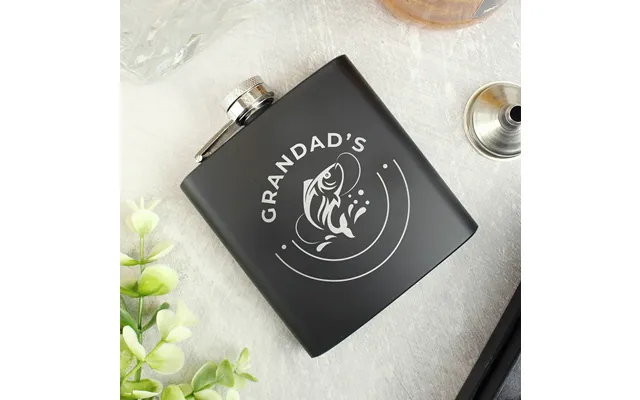 Personalised Fishing Black Hip Flask