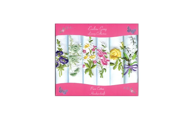 Pk6 Handkerchiefs Ladies Flowers