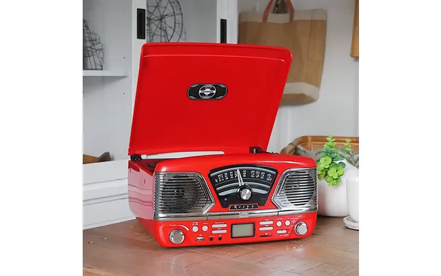Red Roxy 4 Retro Style Record Player With Cd