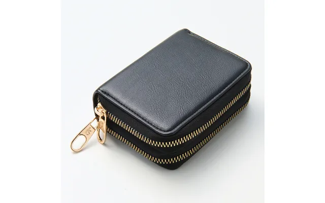 Rfid Black Double Zip Closure Purse