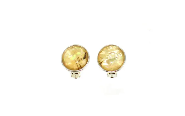 Round Imitation Gemstone Silver Tone Clip On Earrings