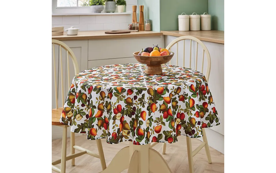 Round Tablecloth Autumn Fruits Design Dia.140cm - 100% Easy-care Polyester