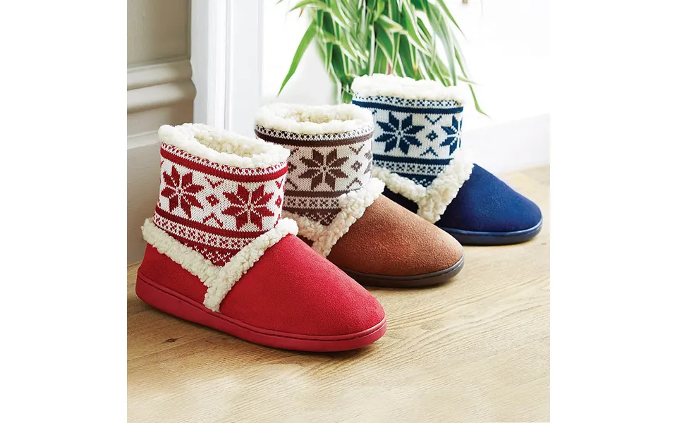 Scandi Sherpa Fleece Slipper Boots Navy Uk Size Xl