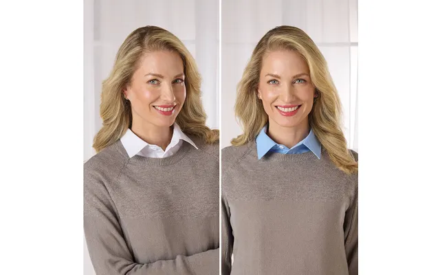 Set Of 2 White Blue Blouse Collar