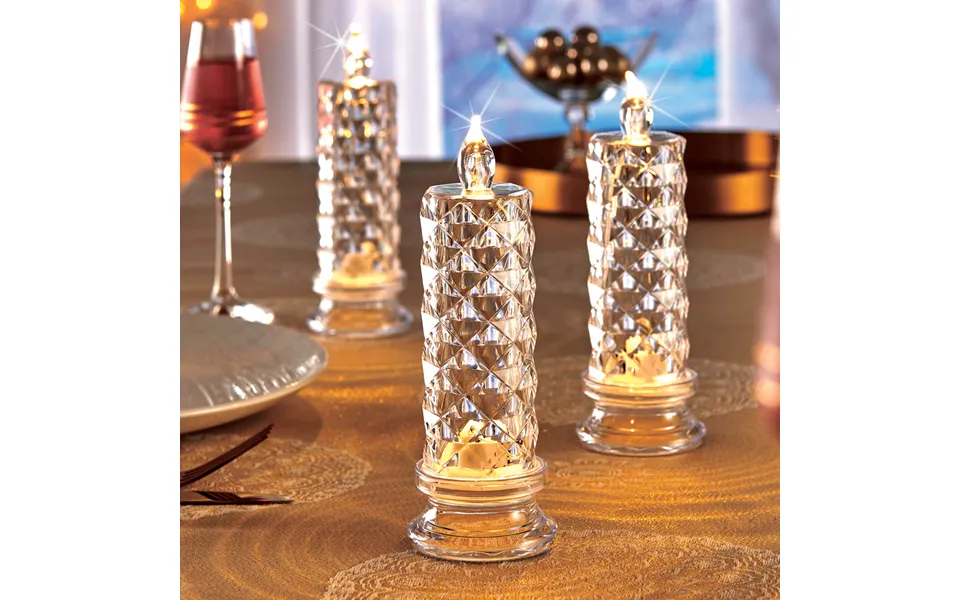 Set Of 3 Clear Led Candles