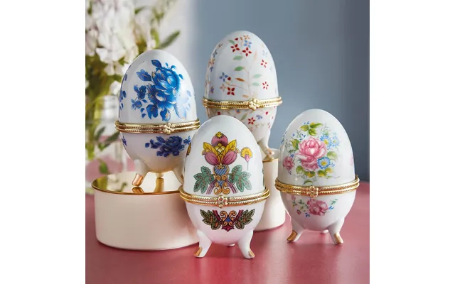 Set Of 4 Porcelain Decorative Eggs