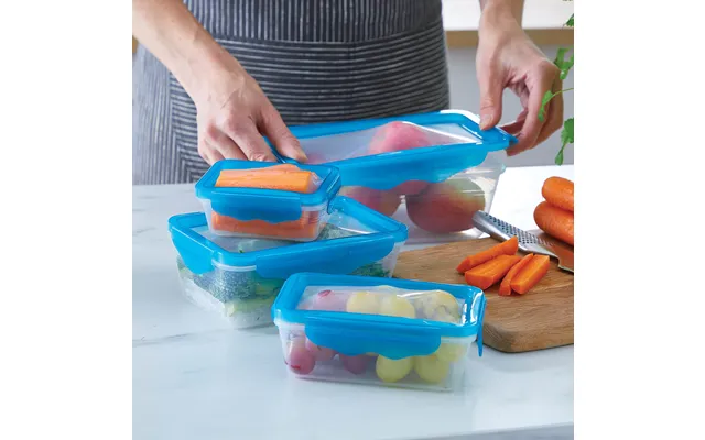 Set Of 4 Stretchy Lid Containers 1x 170ml L10.5 Xw8 Xd4.5. 1x 450ml L15 Xw10 Xd5 product image