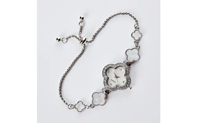 Silver Clover Rhinestone Bracelet Watch product image