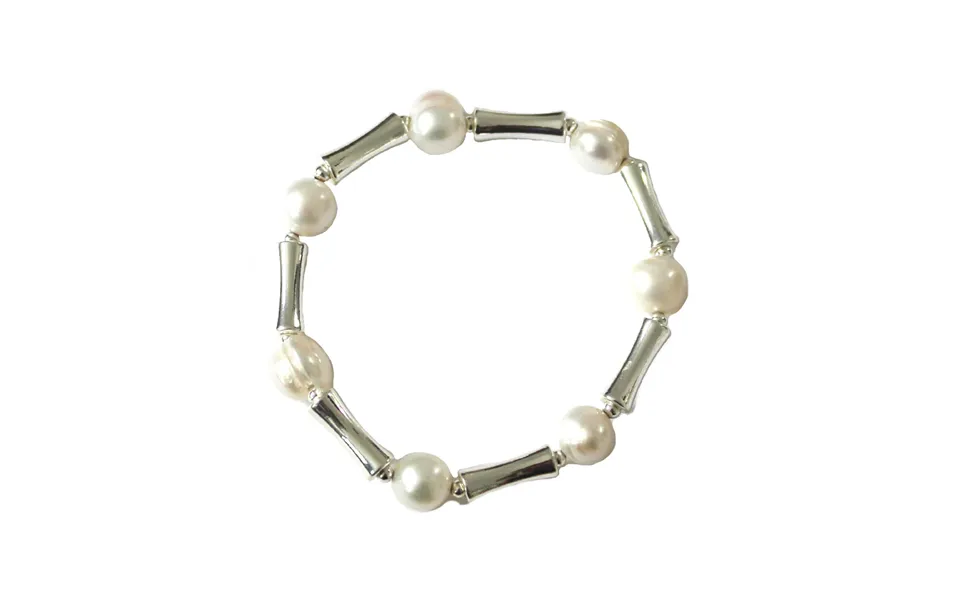 Silver Tone Elasticated Freshwater Pearl Detail Bracelet